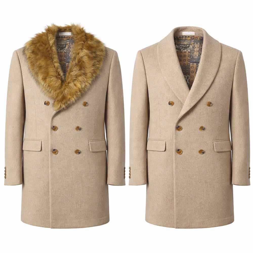 Tayion by Montee Holland Wool Blend Overcoat Tailored Classic Menswear Camel